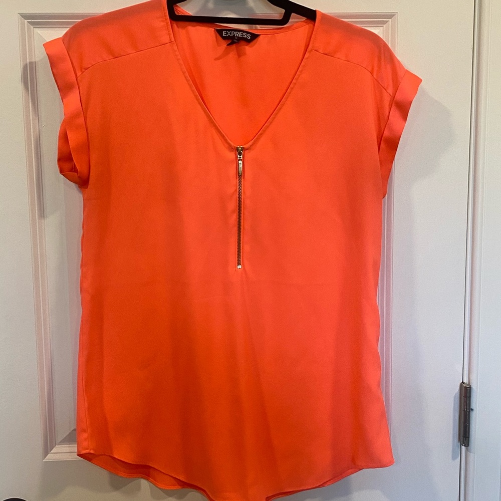 Express Orange Blouse with Zipper